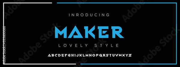 Fototapeta MAKER new minimal tech Letter Alphabet Fonts Logo design and Luxury vector typeface design. Great artwork.