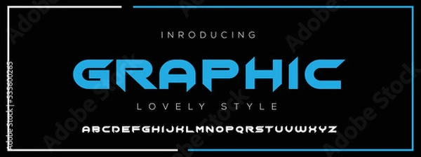 Fototapeta GRAPHIC new minimal tech Letter Alphabet Fonts Logo design and Luxury vector typeface design. Great artwork.