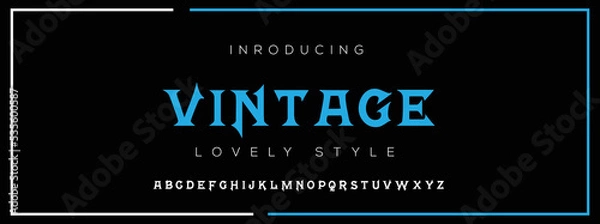 Fototapeta VINTAGE Modern Minimal Tech font style. Tech letter typeface. Luxury Vector Logo illustration.