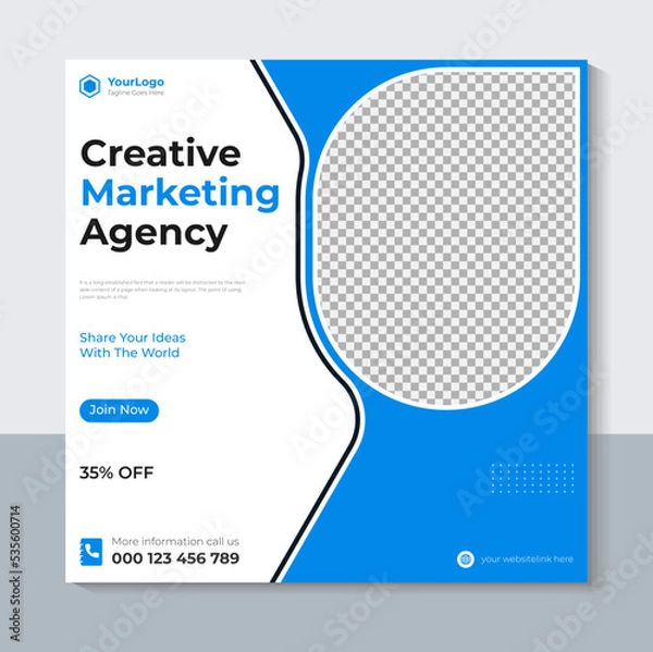 Obraz Creative Social Media Post Template, Corporate Social Media Banner Design, Marketing, Business, Web Banner, Sale, Vector Illustration
