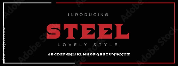 Fototapeta STEEL Modern Minimal Tech font style. Tech letter typeface. Luxury Vector Logo illustration.