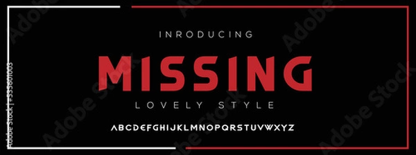 Fototapeta MISSING Modern Minimal Tech font style. Tech letter typeface. Luxury Vector Logo illustration.