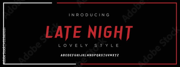 Fototapeta LATE NIGHT Minimal urban font. Typography with dot regular and number. minimalist style fonts set. vector illustration