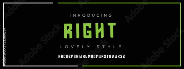 Fototapeta RIGHT Minimal urban font. Typography with dot regular and number. minimalist style fonts set. vector illustration