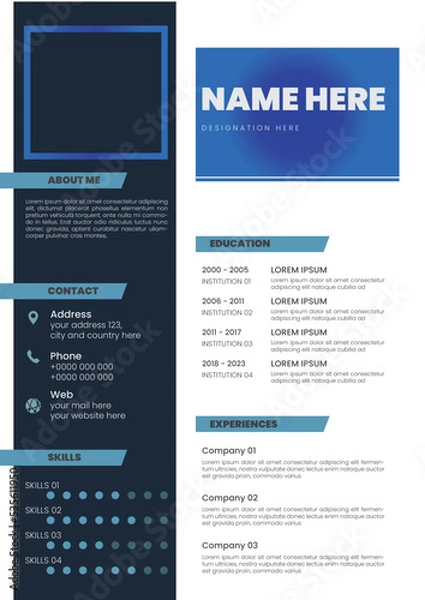 Fototapeta Cv or Resume Template with Print Ready