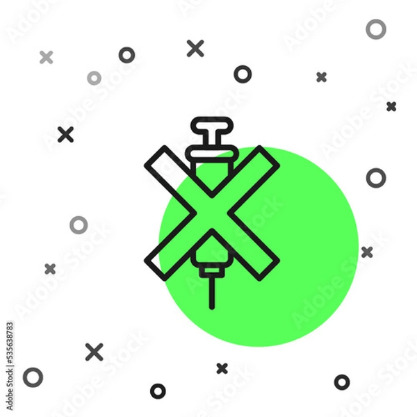 Fototapeta Black line No doping syringe icon isolated on white background. Vector