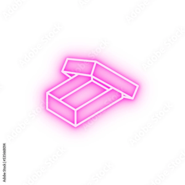 Fototapeta Box opened neon icon