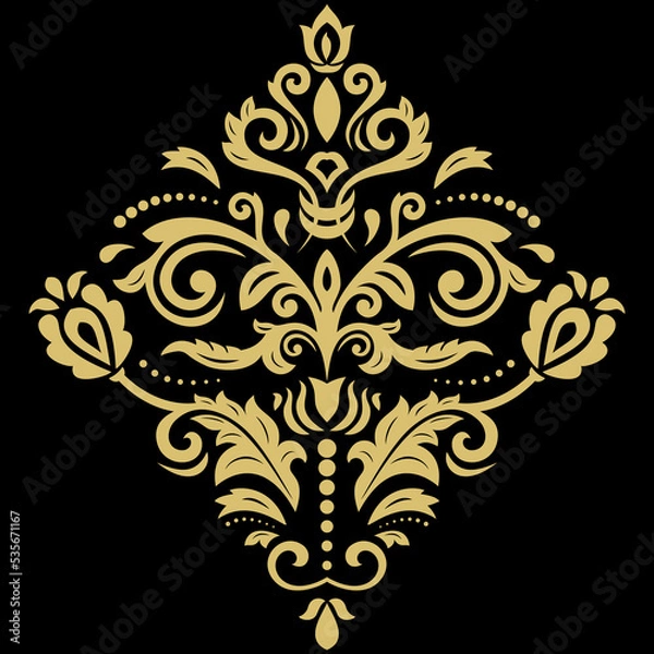 Fototapeta Elegant vintage black and yellow ornament in classic style. Abstract traditional pattern with oriental elements. Classic vintage pattern