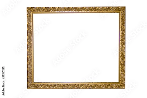 Obraz gold picture frame. Isolated over white background