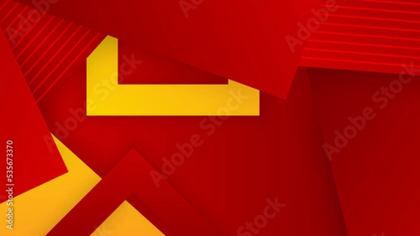 Fototapeta Modern red orange and yellow geometric shapes corporate abstract technology background. Vector abstract graphic design banner pattern presentation background web template.