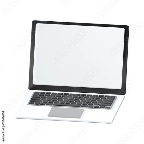 Fototapeta 3d Rendering of blank laptop,notebook computer icon isolated on white.