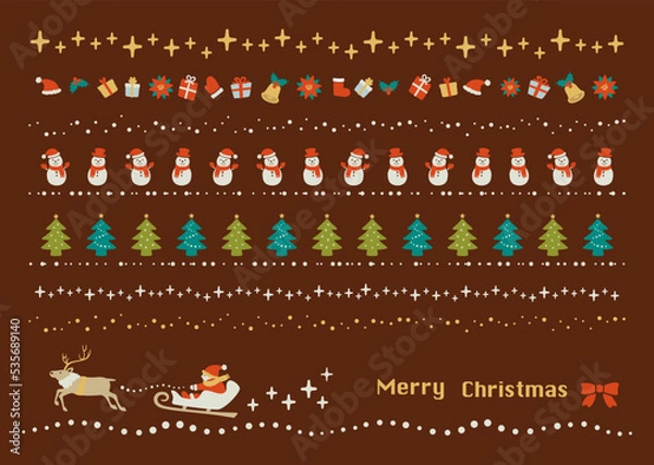 Fototapeta クリスマスイラストの飾り罫