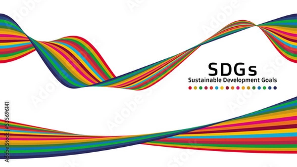 Fototapeta 持続可能な開発目標 SDGsのコンセプトカラーである17色のリボンアートです デザイン ベクター