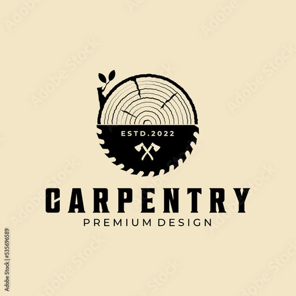 Obraz carpentry vintage logo icon vector illustration design template
