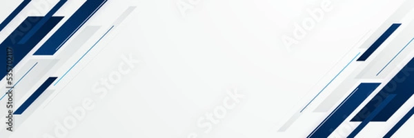 Fototapeta Modern blue and white geometric shapes corporate abstract technology background. Vector abstract graphic design banner pattern presentation background web template.