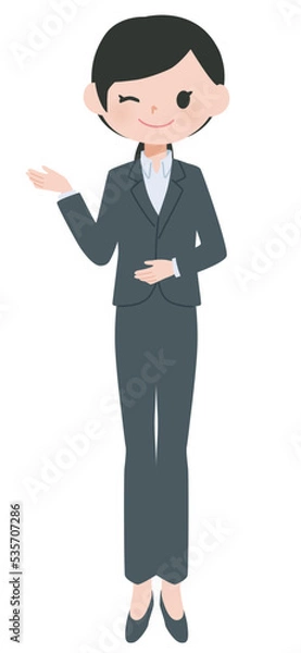 Fototapeta パンツスーツの女性・案内