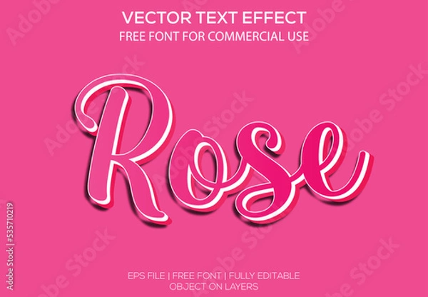 Fototapeta Rose editable vector text effect with luxury background