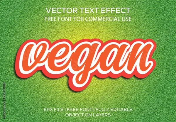 Obraz Vegan food editable text effect with green background