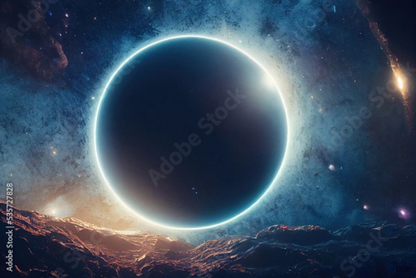 Fototapeta Astonishing Landscape of Universe Space Background. Deep Realistic Abstract 3D Illustration