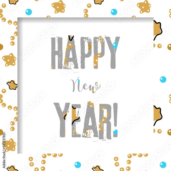 Fototapeta New Year frame with the inscription happy New year. A congratulatory poster. Print for a postcard.