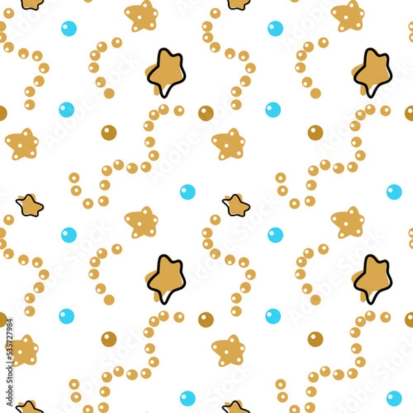 Obraz Seamless Christmas pattern of stars and balls. Print for printing on packaging paper, fabric.