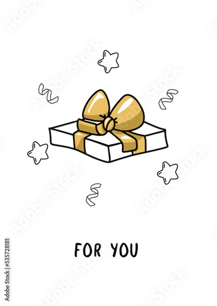 Obraz A greeting card with a gift and an inscription for you. Christmas poster