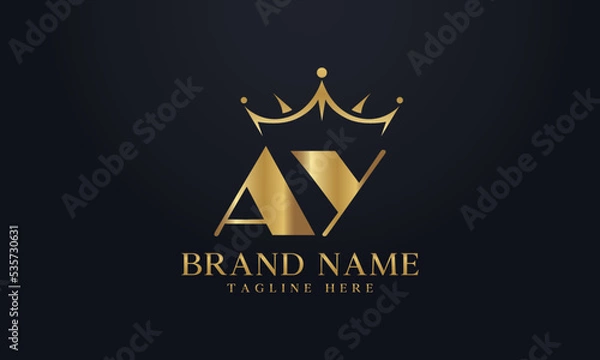 Obraz King crown logo design vector and extra bold queen symbol