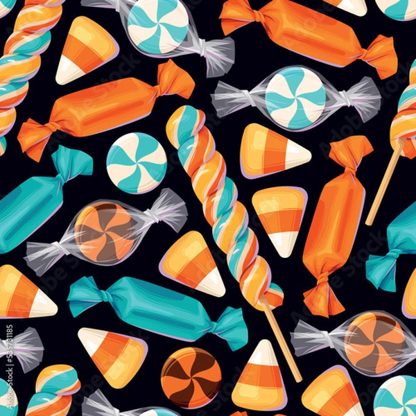 Fototapeta Sweets candies halloween seamless pattern