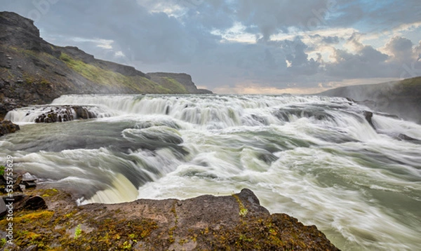 Fototapeta Waterfall Gullfoss in Iceland - panoramic view