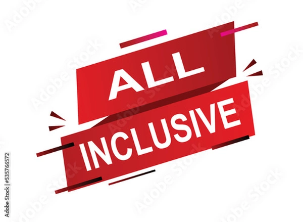 Fototapeta Vector Illustration All Inclusive. Red vector banner with white background.