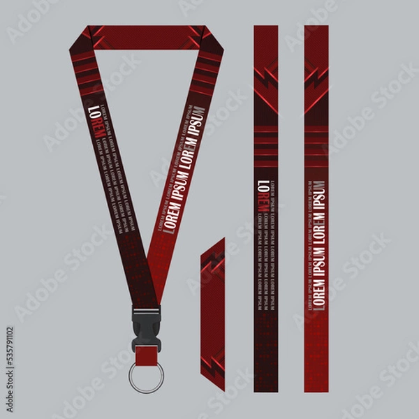 Fototapeta Red Lanyard Template Set