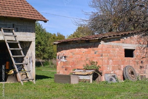 Fototapeta old stable and barn 