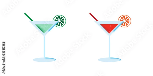 Obraz set of vector icons for cocktail. Margarita cocktail icon. 