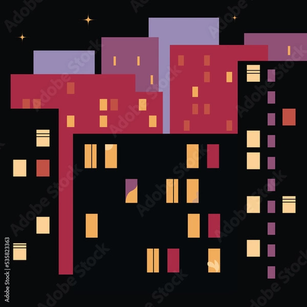 Obraz Night city vector minimal illustration