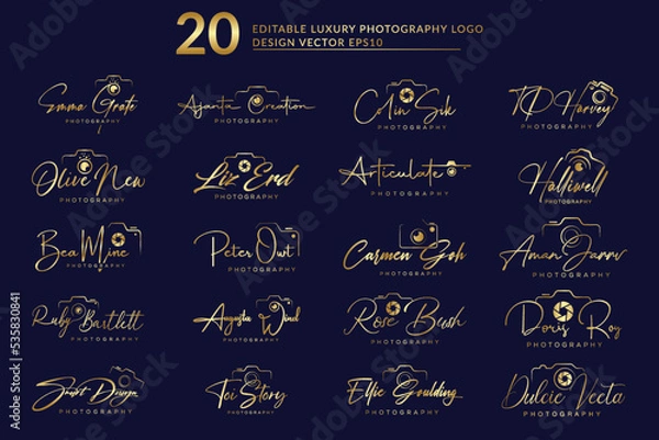 Fototapeta Luxury editable Photography signature Logo design vector EPS10
