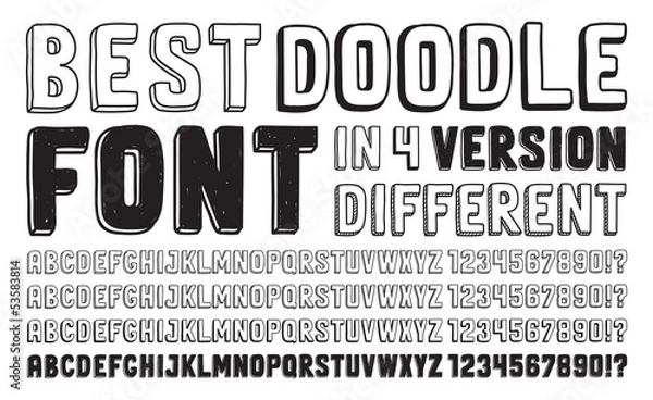 Obraz Hand drawn doodle font set