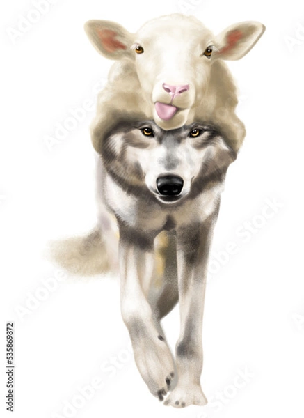 Fototapeta lupo travestito da pecora