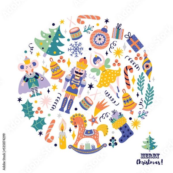 Fototapeta Nutcracker.  Christmas vector card. Cute illustration.