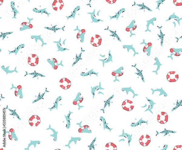 Fototapeta sharks in a lifebuoy