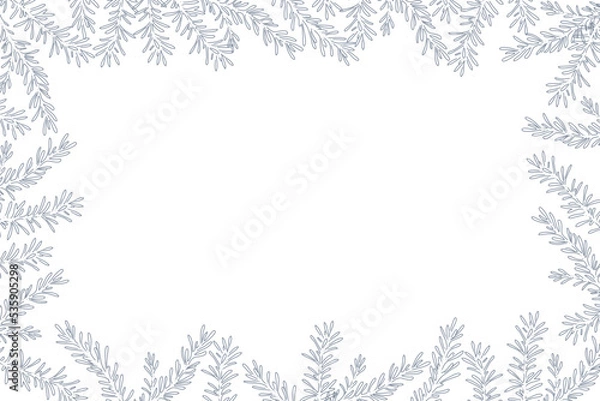 Fototapeta Christmas stylish decor for cards, banners, invitations. Overlay horizontal frame. Vector flat outline illustration. Line art.