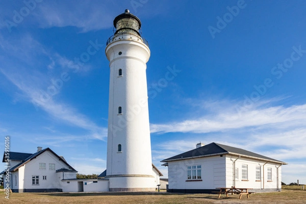 Fototapeta Hirtshals lighthouse is a lighthouse at Hirtshals. It was built in 1863 in a late classicist style with N.S. Nebelong as architect and C.F. Rough as an engineer.Denmark,Scandinavia,Europe