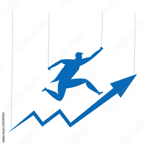 Fototapeta businessman running in arrow silhouette