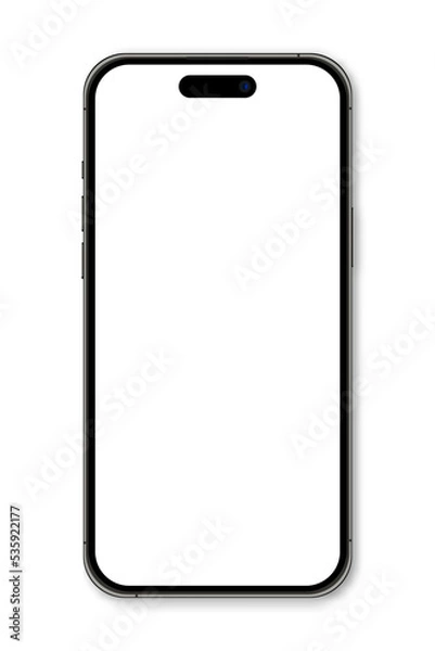 Obraz Realistic model smartphone. Smartphone mockup. Device front view. 3D mobile phone with shadow. Vector illustration
