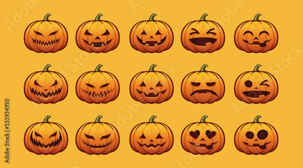 Obraz Halloween set pumpkin stickers dark 2