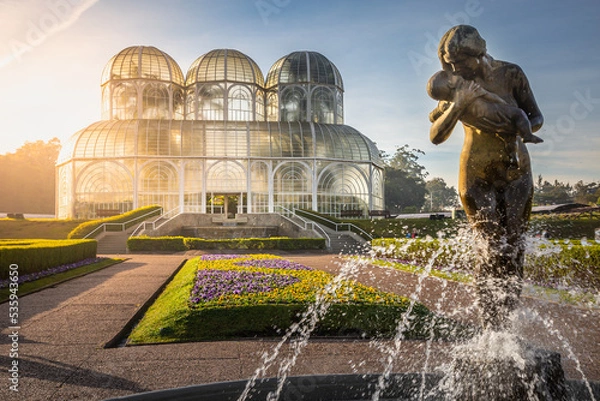 Fototapeta Public park around Botanical garden greenhouse in Curitiba, Parana, Brazil