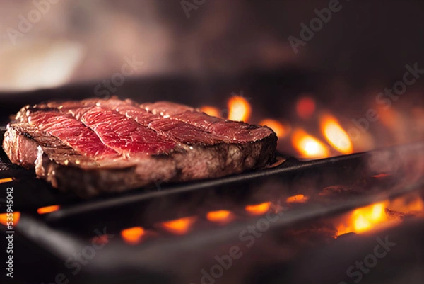 Fototapeta Delicious Cook Meat Steak and Black Copy space Background For Menu Restaurant or Recipe Text and Advisement.