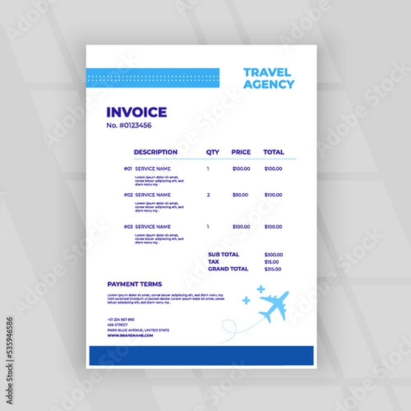 Fototapeta Business invoice design template, simple invoice minimal statement invoice template