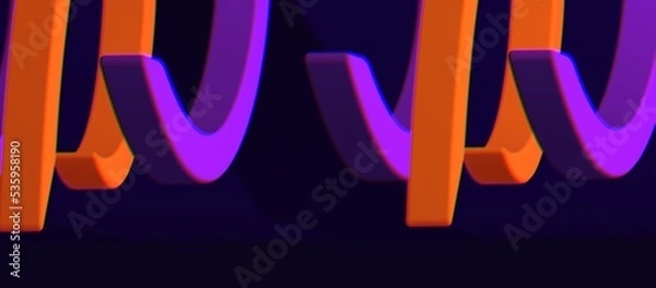 Fototapeta Abstract Waves Vibrant, good for web banner, poster, mobile application and branding promotion, futuristic 3D render background design blend of purple and orange colors.