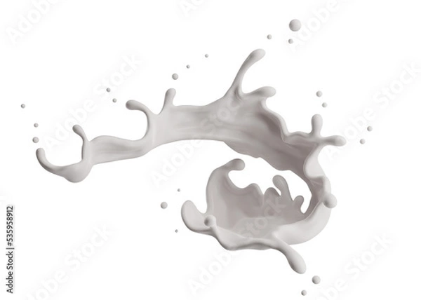 Fototapeta Milk splash  with clipping path , 3D Rendering, 3D illustration