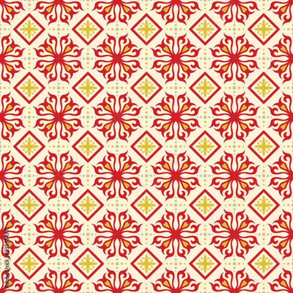 Fototapeta Tile Seamless Pattern, floral decorative background design, Wall Motif Design